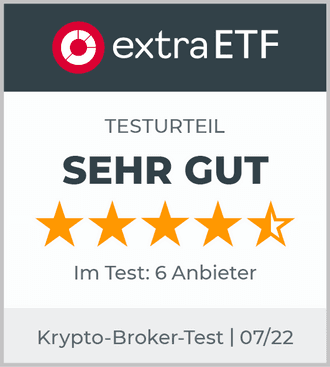 "Sehr gut" im Krypto-Broker-Test 2022 (extraETF)